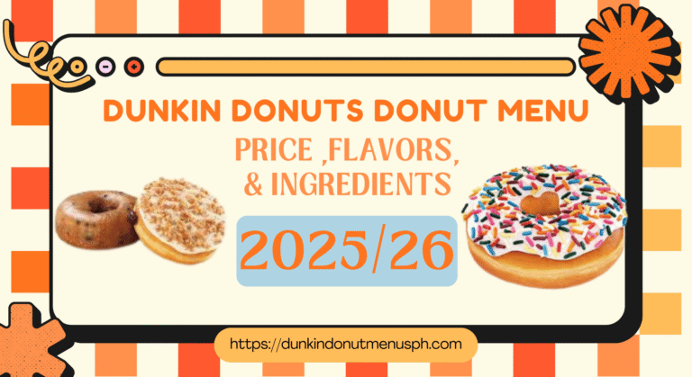 Dunkin Donuts Donut Menu